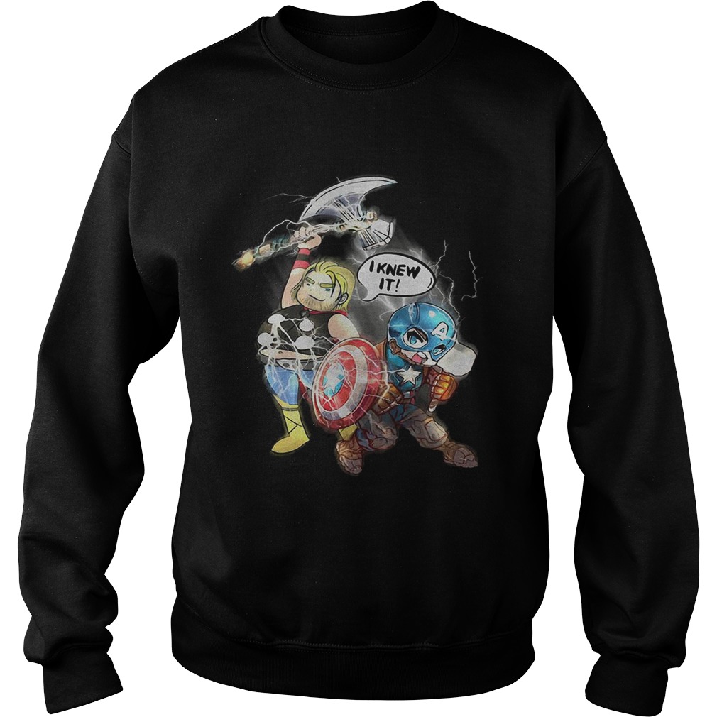 Superhero Avengers Endgame Fat Thor and Captain American I knew it Sweatshirt