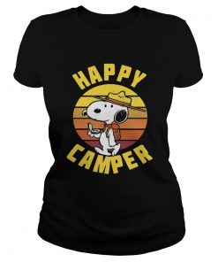 Vintage Peanuts Snoopy Happy Camper Shirt Classic Ladies