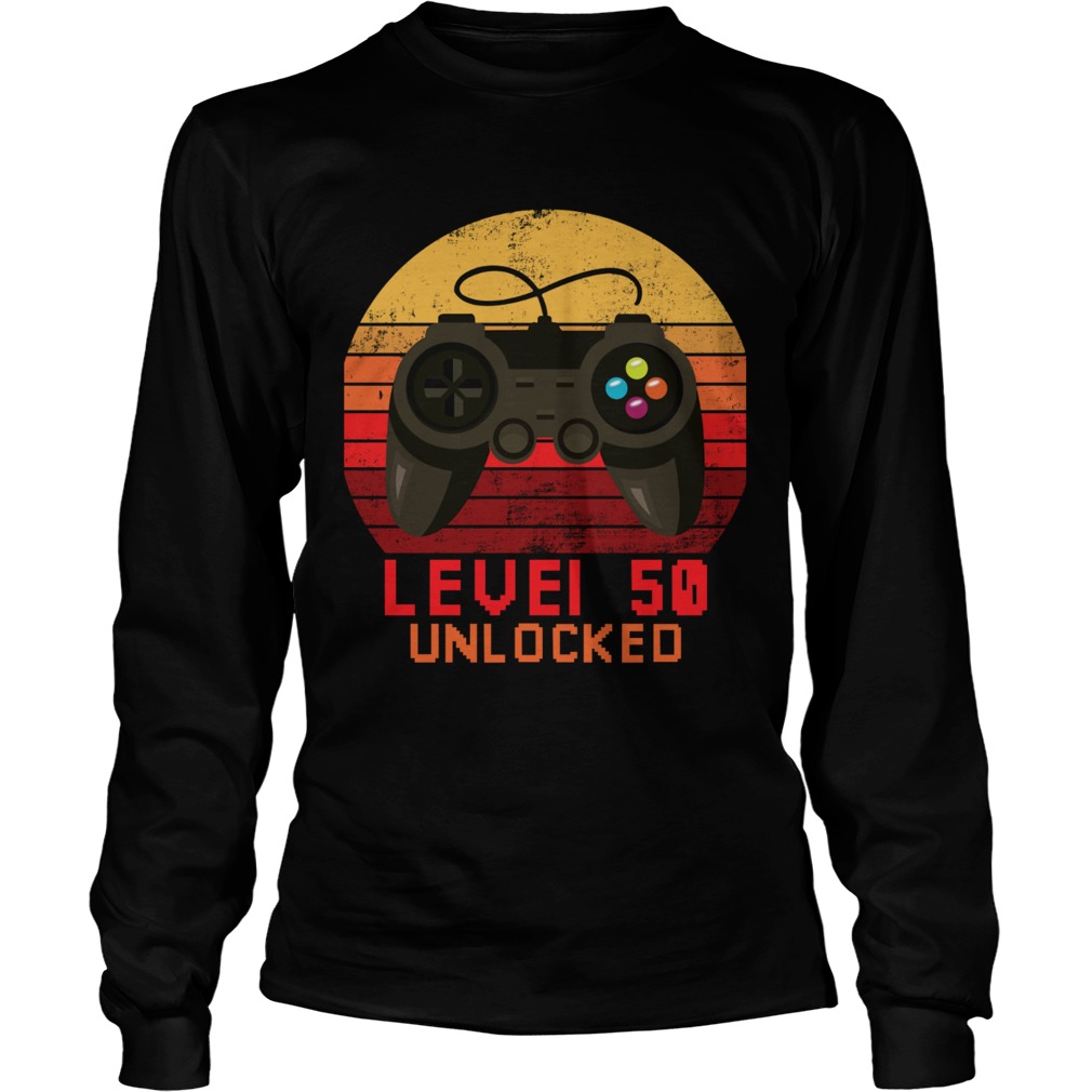 1563178470Level 50 unlocked video gamer 50th birthday vintage LongSleeve