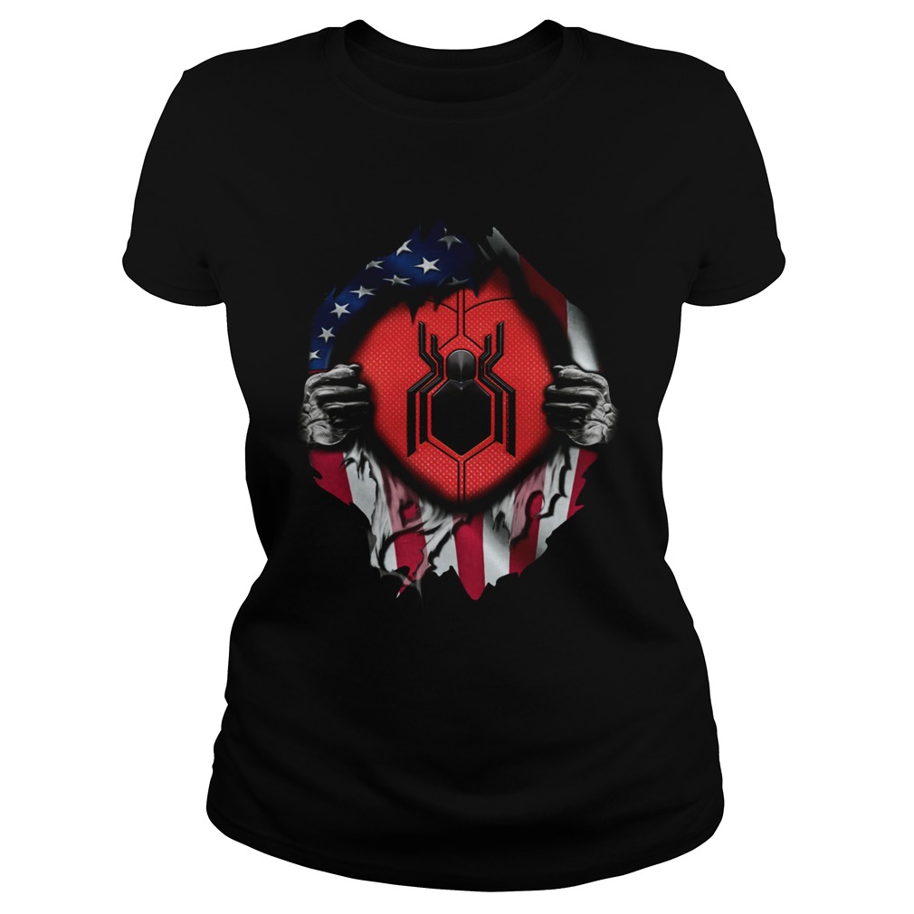 American flag Spiderman Blood inside me Classic Ladies