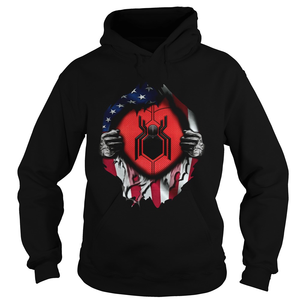 American flag Spiderman Blood inside me Hoodie