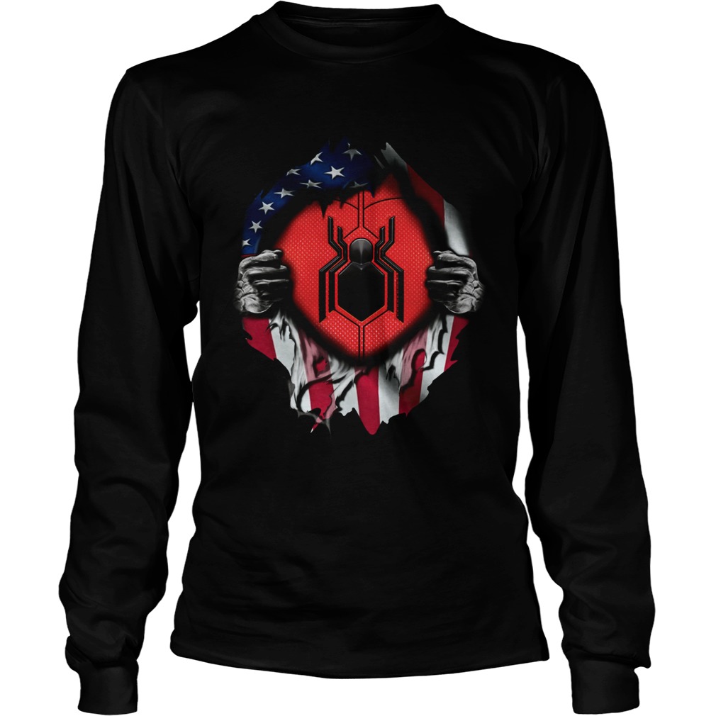 American flag Spiderman Blood inside me LongSleeve
