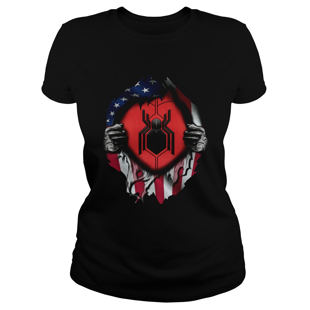 American flag Spiderman Blood inside me Classic Ladies