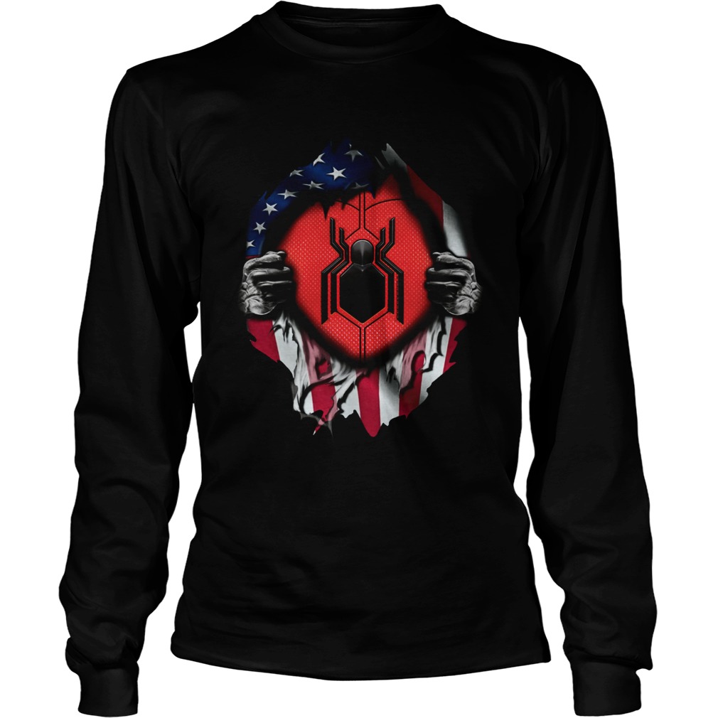 American flag Spiderman Blood inside me LongSleeve