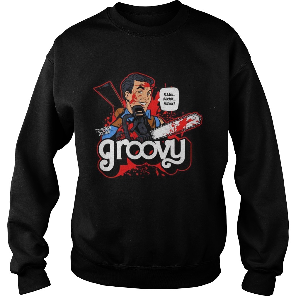 Groovy Klaatu Barada Necktie Sweatshirt