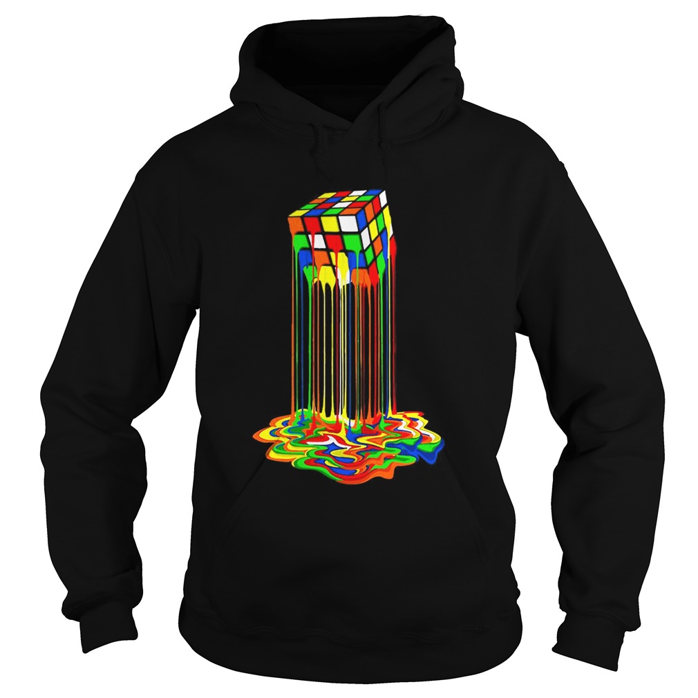 Original Rainbow Abstraction Melted Rubiks Cube Colorful Cube Hoodie