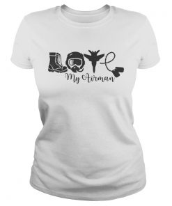 Premium Love My AirmanProud Mom Wife Girlfriend Family Air Force  Classic Ladies