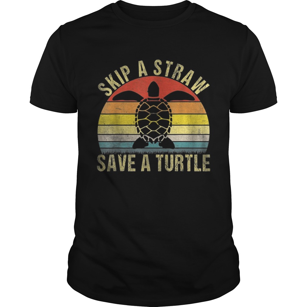 Top Vintage Retro Skip A Straw Save A Turtle shirt