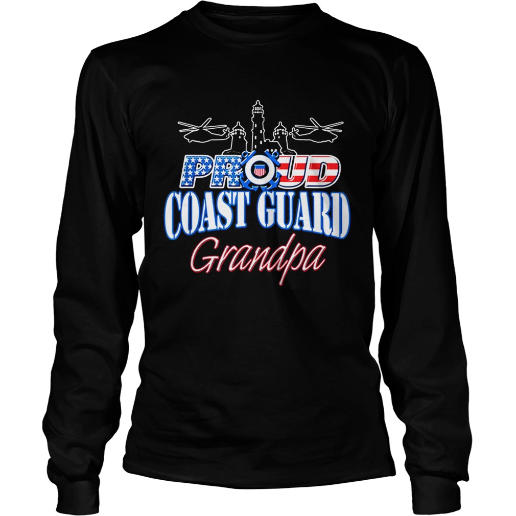 USA Proud Coast Guard Grandpa USA Flag Military LongSleeve
