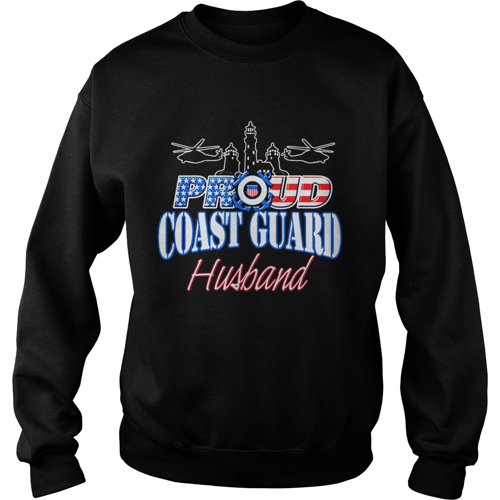 USA Proud Coast Guard Husband USA Flag Military Sweatshirt