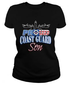 USA Proud Coast Guard Son USA Flag Military  Classic Ladies