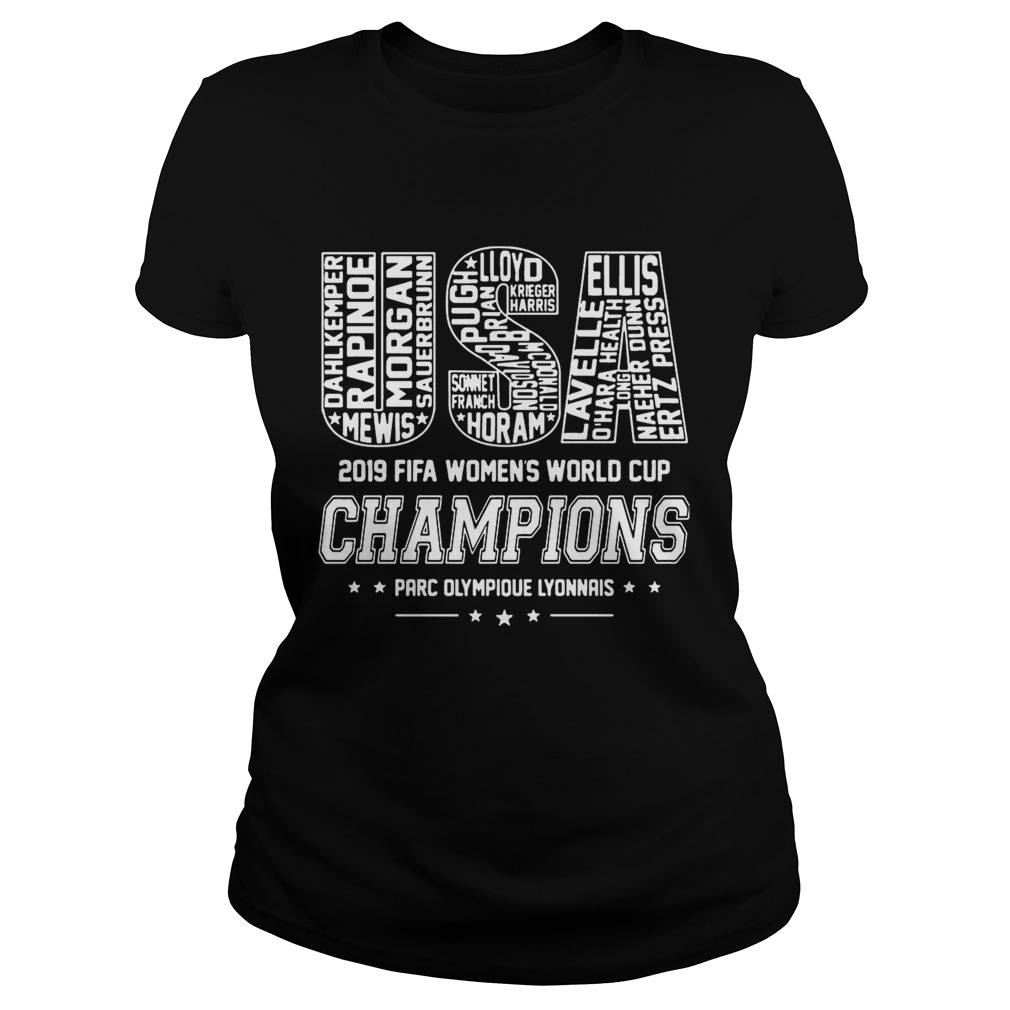 USA Womens World Cup Champions 2019 Team Name TShirt Classic Ladies