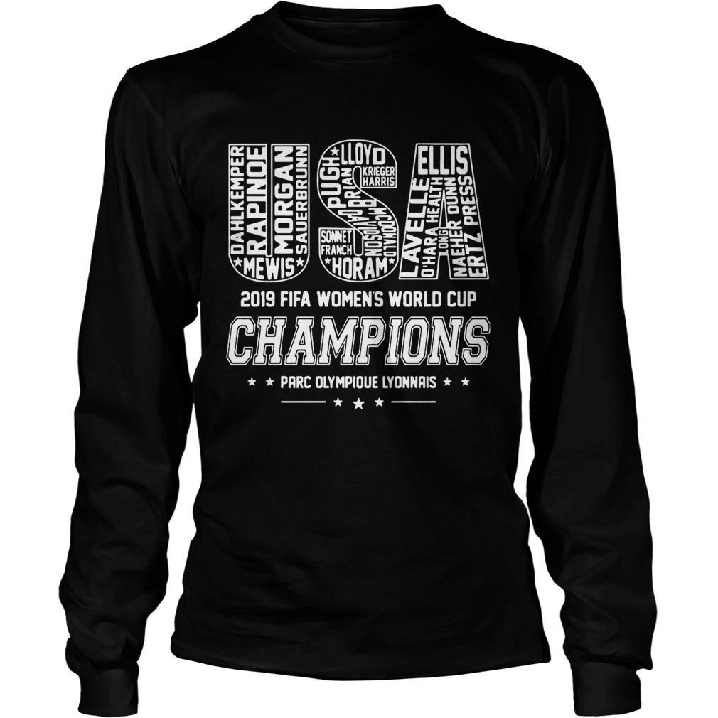 USA Womens World Cup Champions 2019 Team Name TShirt LongSleeve