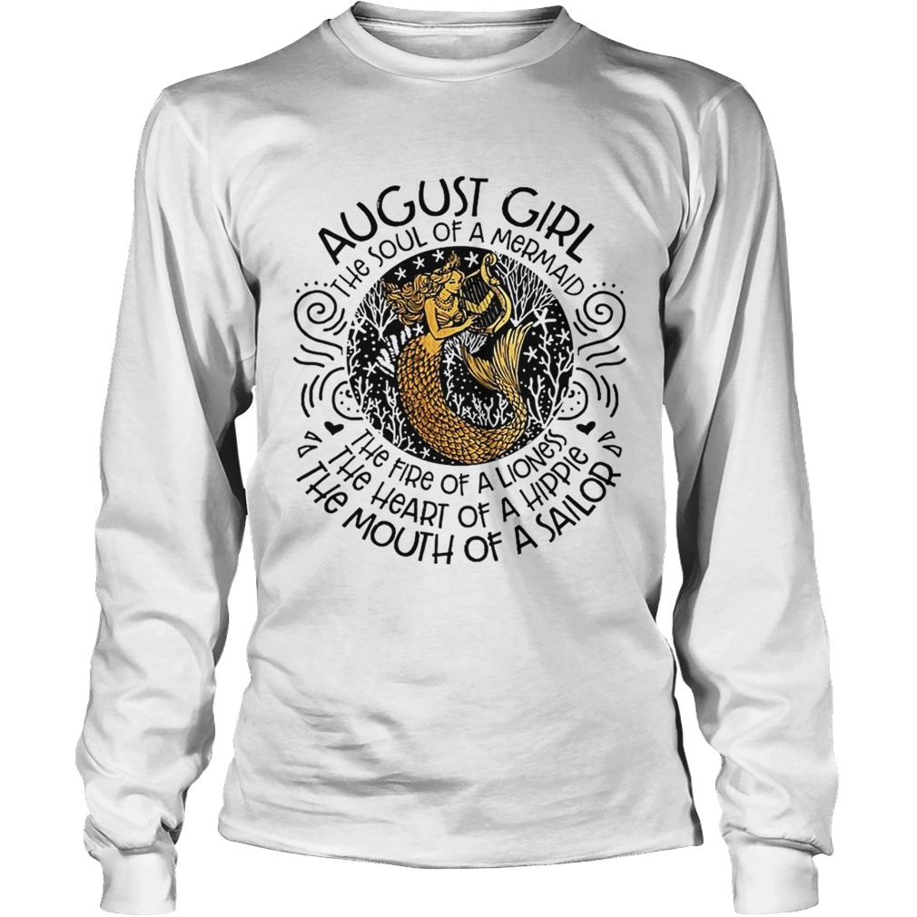 1566645228August Girl The Soul Of A Mermaid Birthday T-Shirt LongSleeve