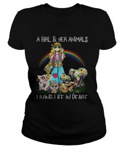 A Girl her animals living life in peace TShirt Classic Ladies