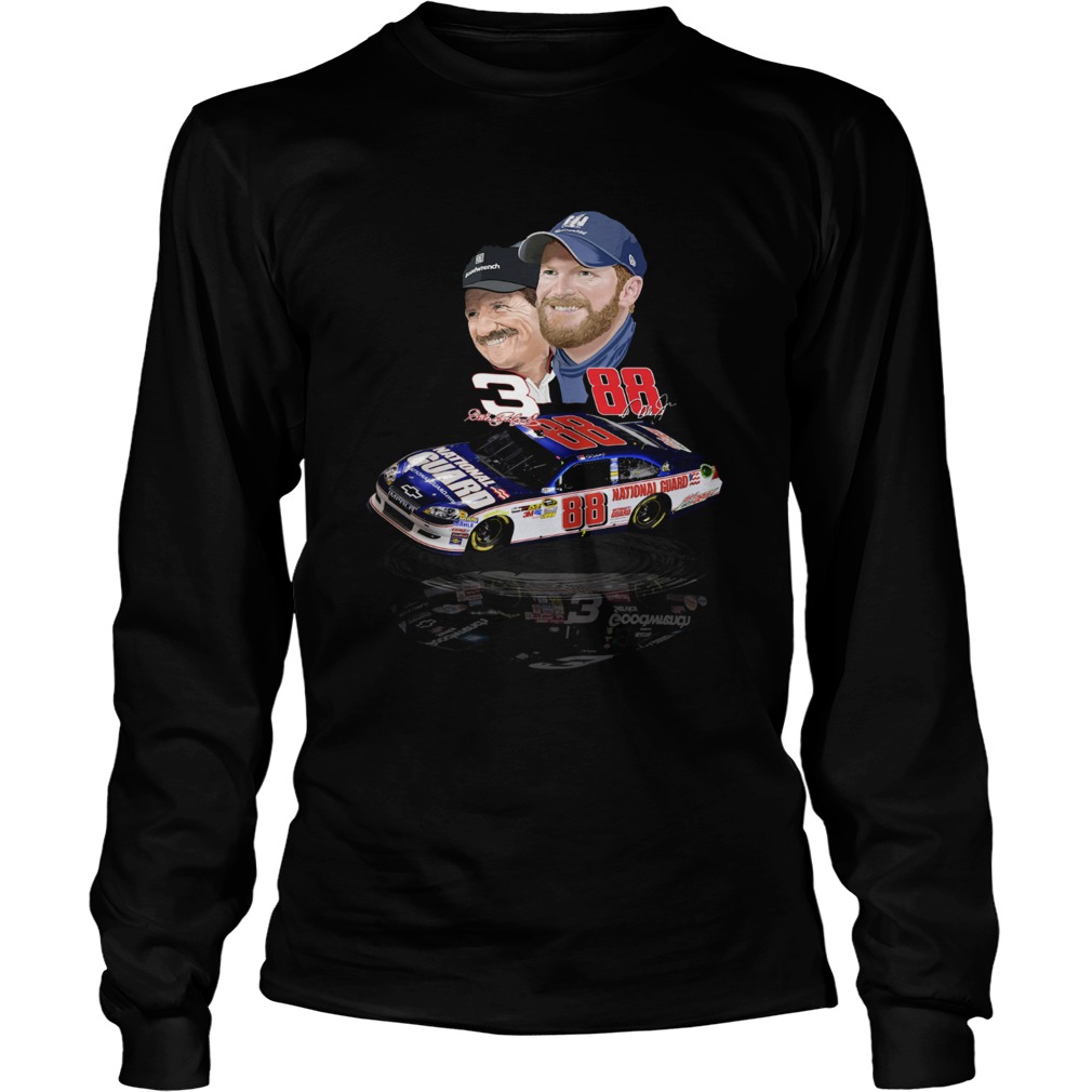 Dale Earnhardt Jr and Dale Earnhardt Sr with cars LongSleeve