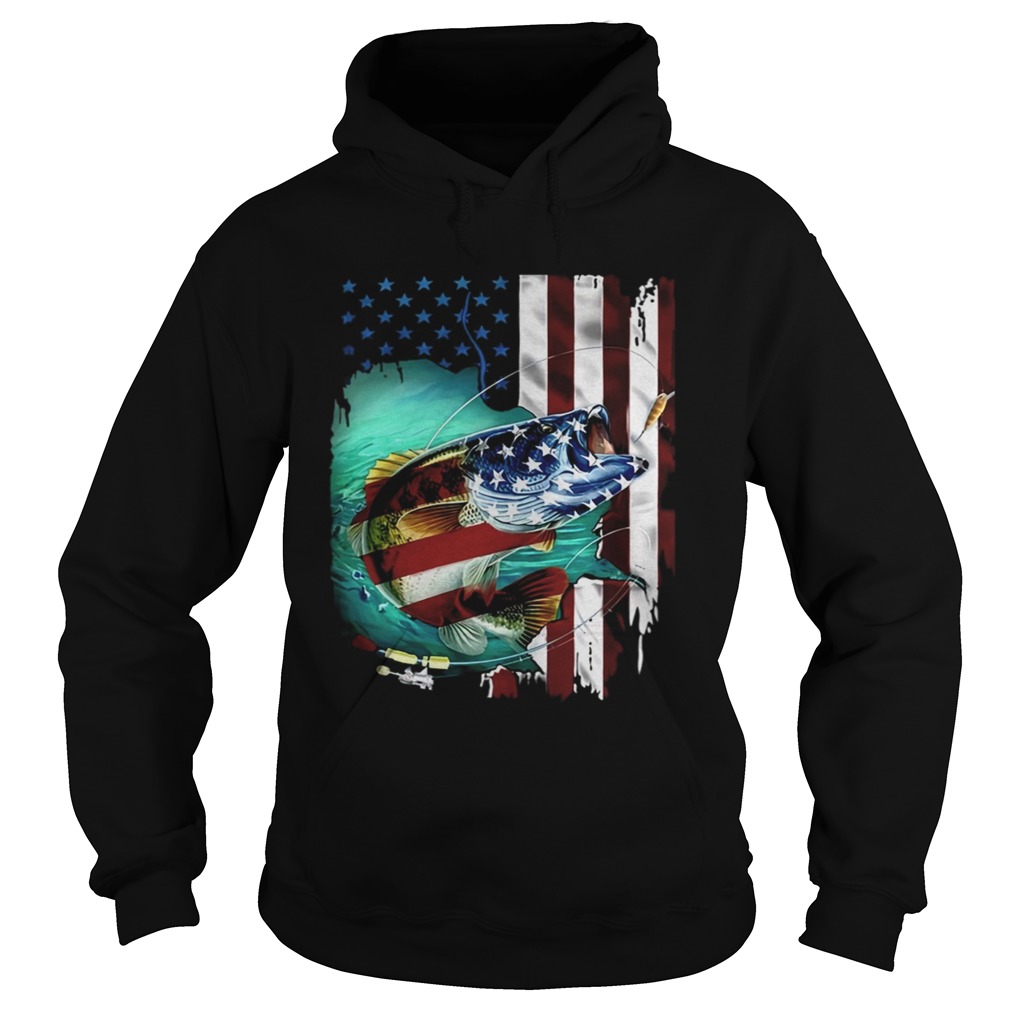 Fishing US Flag TShirt Hoodie