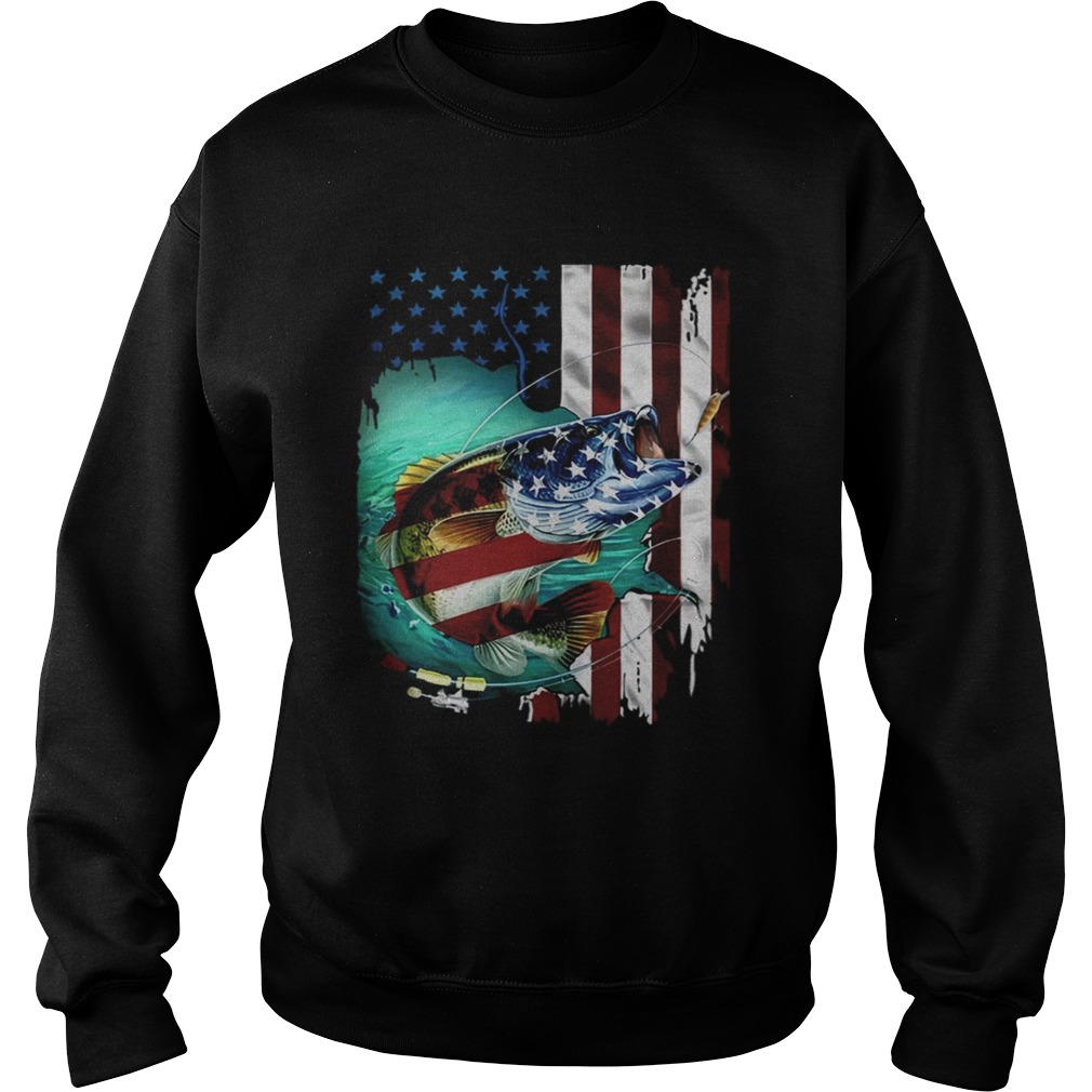 Fishing US Flag TShirt Sweatshirt