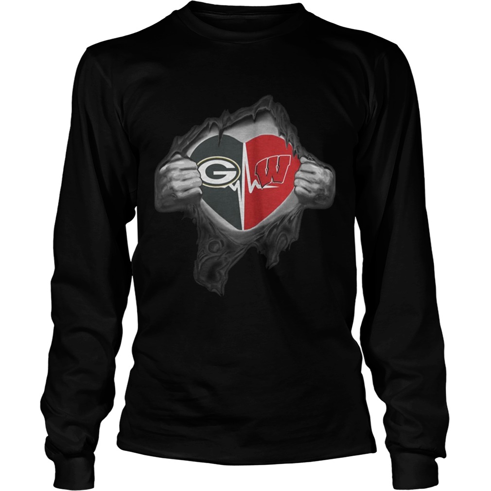 Green Bay Packers inside my heart Wisconsin Badgers LongSleeve