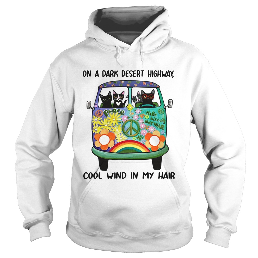 Hippie bus cats in a dark desert highway cool wind in my hair Hoodie