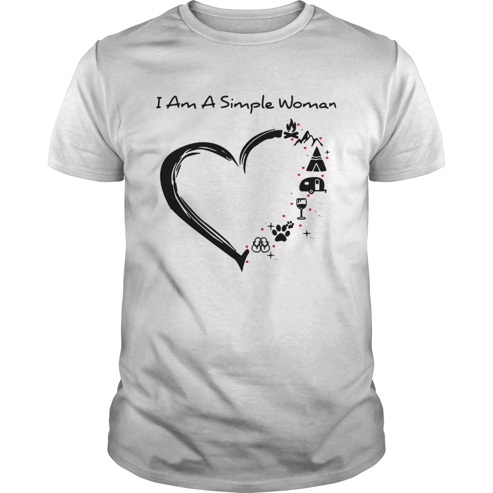 I am a simple woman I love camping wine paw dog and flip flop Unisex
