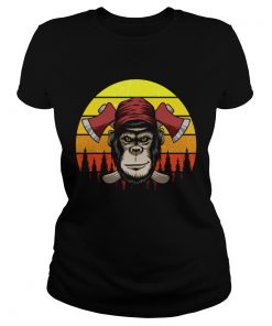 Monkey lumberjack Retro TShirt Classic Ladies