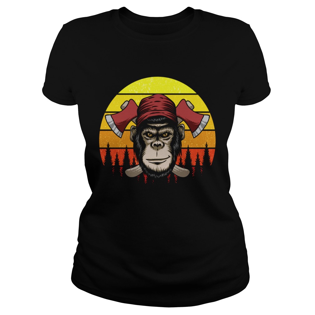 Monkey lumberjack Retro TShirt Classic Ladies