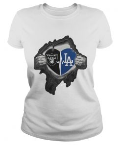 Oakland Raiders inside my heart Los Angeles Dodgers  Classic Ladies