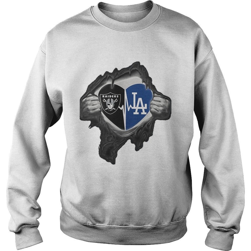 Oakland Raiders inside my heart Los Angeles Dodgers Sweatshirt