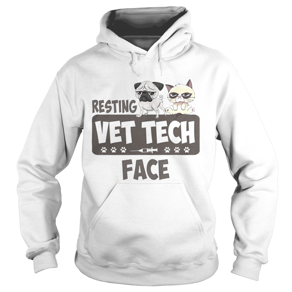 Pug and Grumpy cat resting vet tech face Hoodie