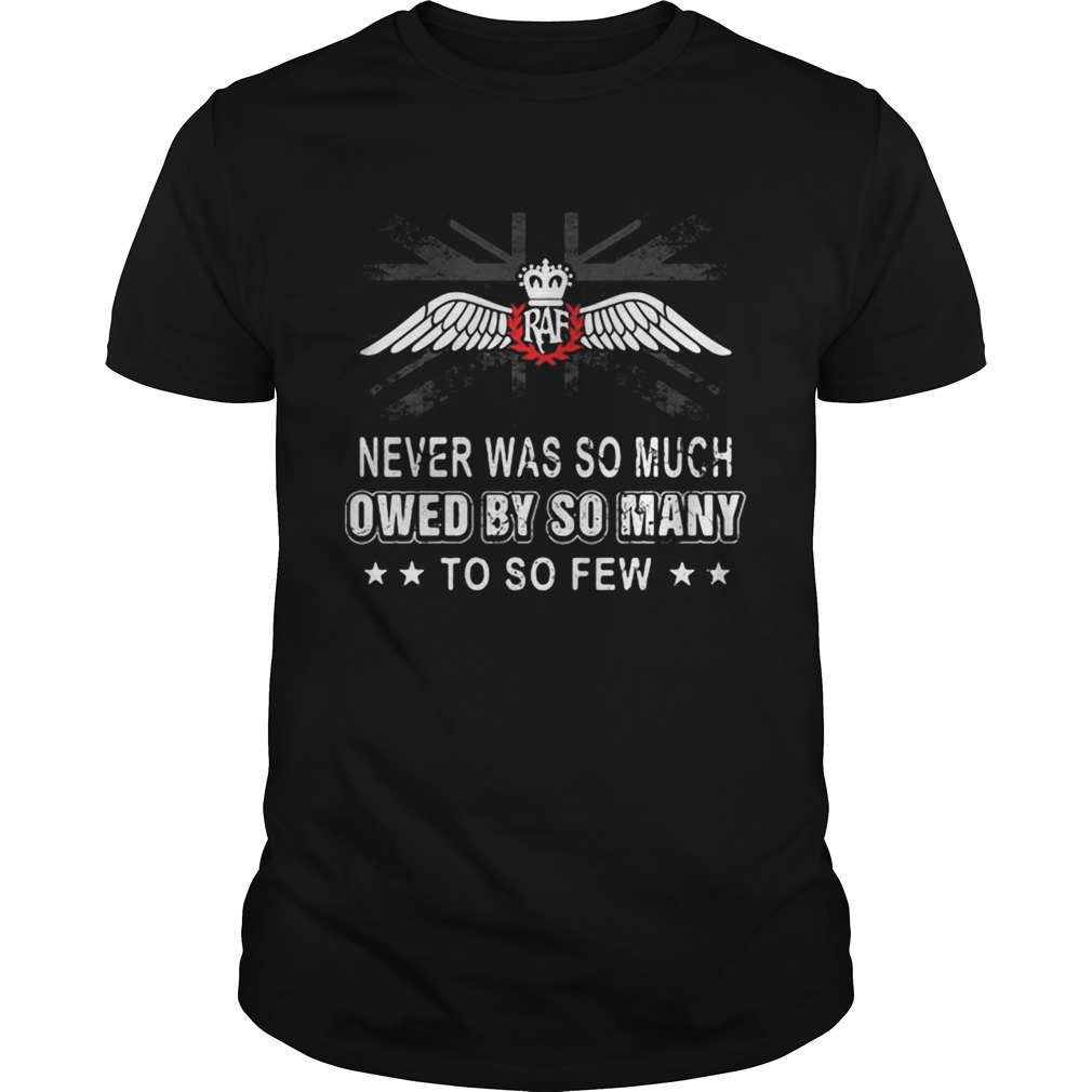 RAF never was so much owed by so many to so few shirt