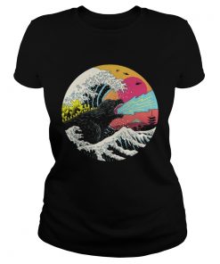 Retro wave kaiju  mens t Classic Ladies