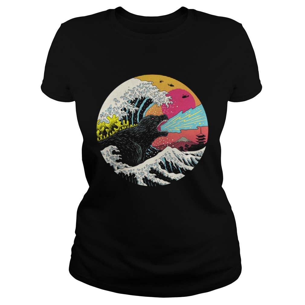Retro wave kaiju mens t Classic Ladies