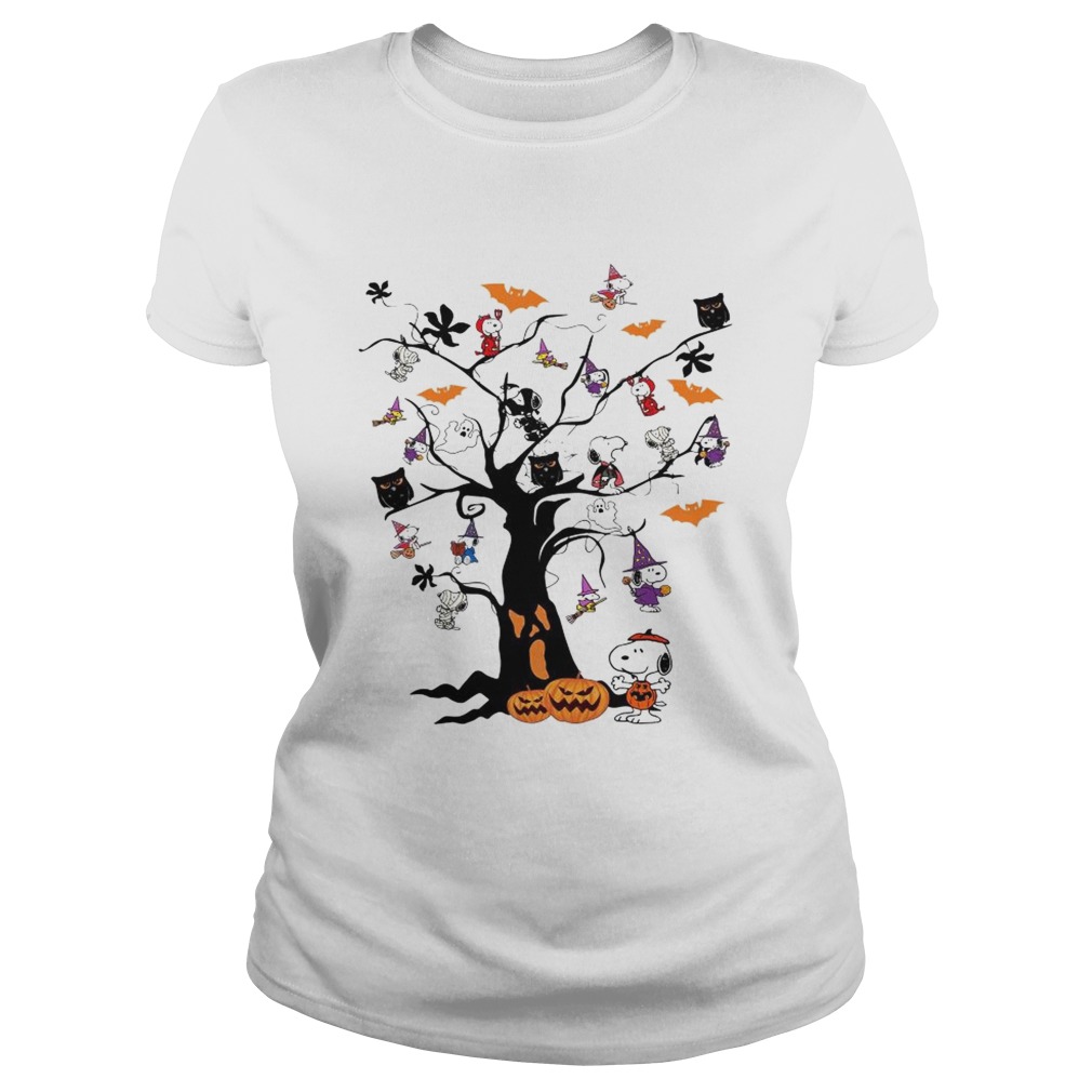 Snoopy Woodstock owl bats ghost Boo on the tree Halloween Classic Ladies