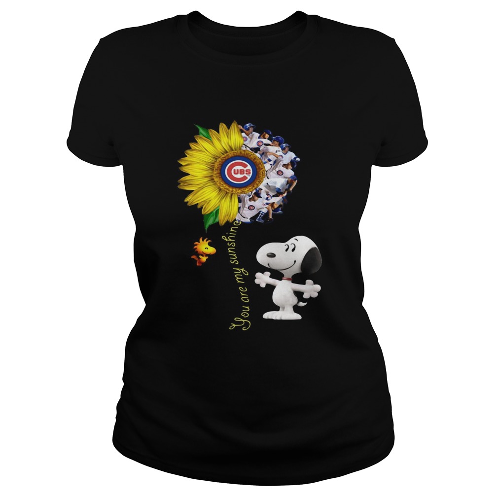 Snoopy and Woodstock you are my sunshine Chicago Cubs sunflower Classic Ladies
