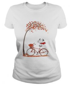 Snoopy riding bicycle autumn leaf tree  Classic Ladies