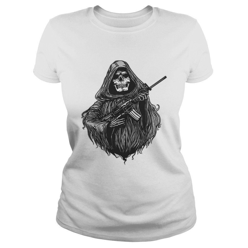 The Grim Reaper AR15 Second Amendment Gun Rights Liberty or Death T Shirt Classic Ladies