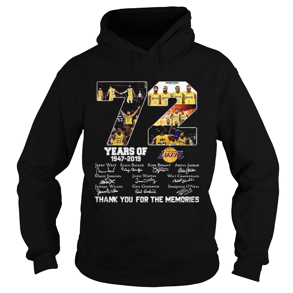 Top 72 years of Los Angeles Lakers 19472019 signatures Hoodie