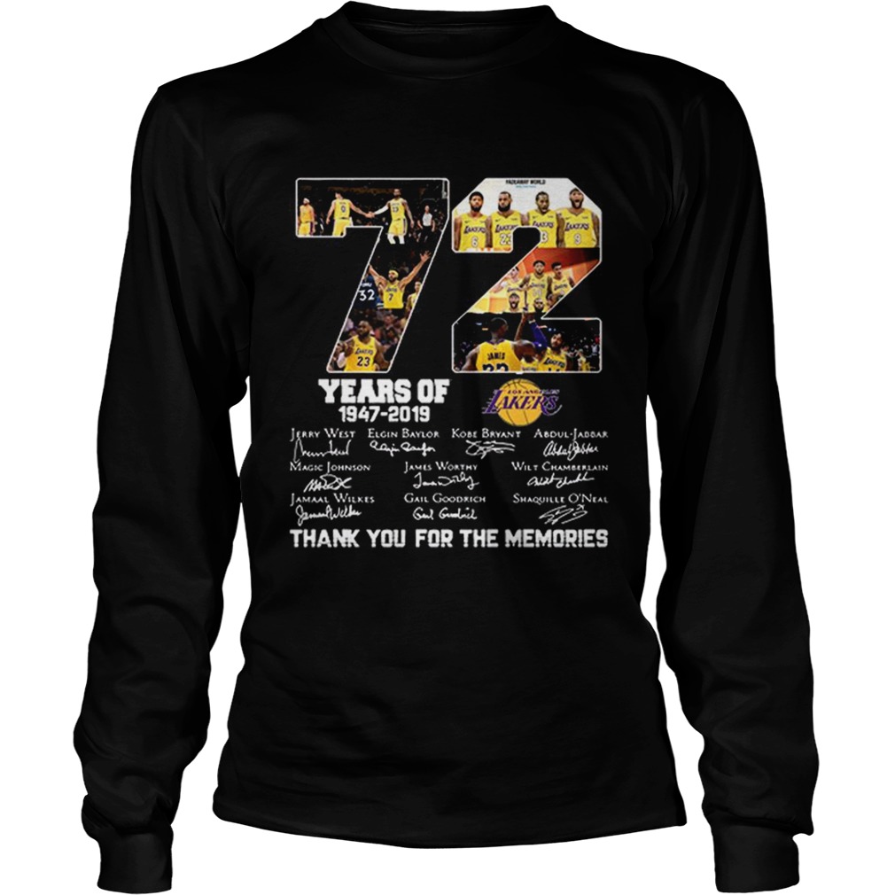 Top 72 years of Los Angeles Lakers 19472019 signatures LongSleeve
