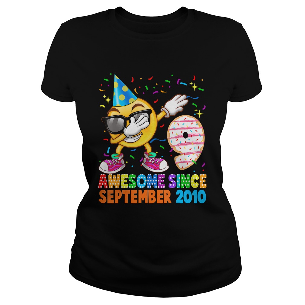 1568377067Awesome Since September 2010 9th Birthday Emoji Gift Shirt Classic Ladies
