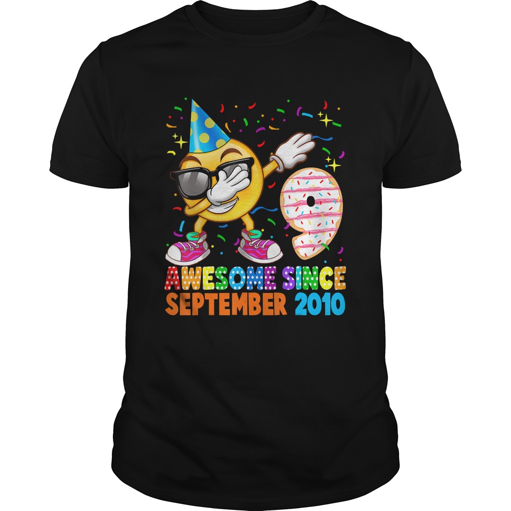 Awesome Since September 2010 9th Birthday Emoji Gift Shirt