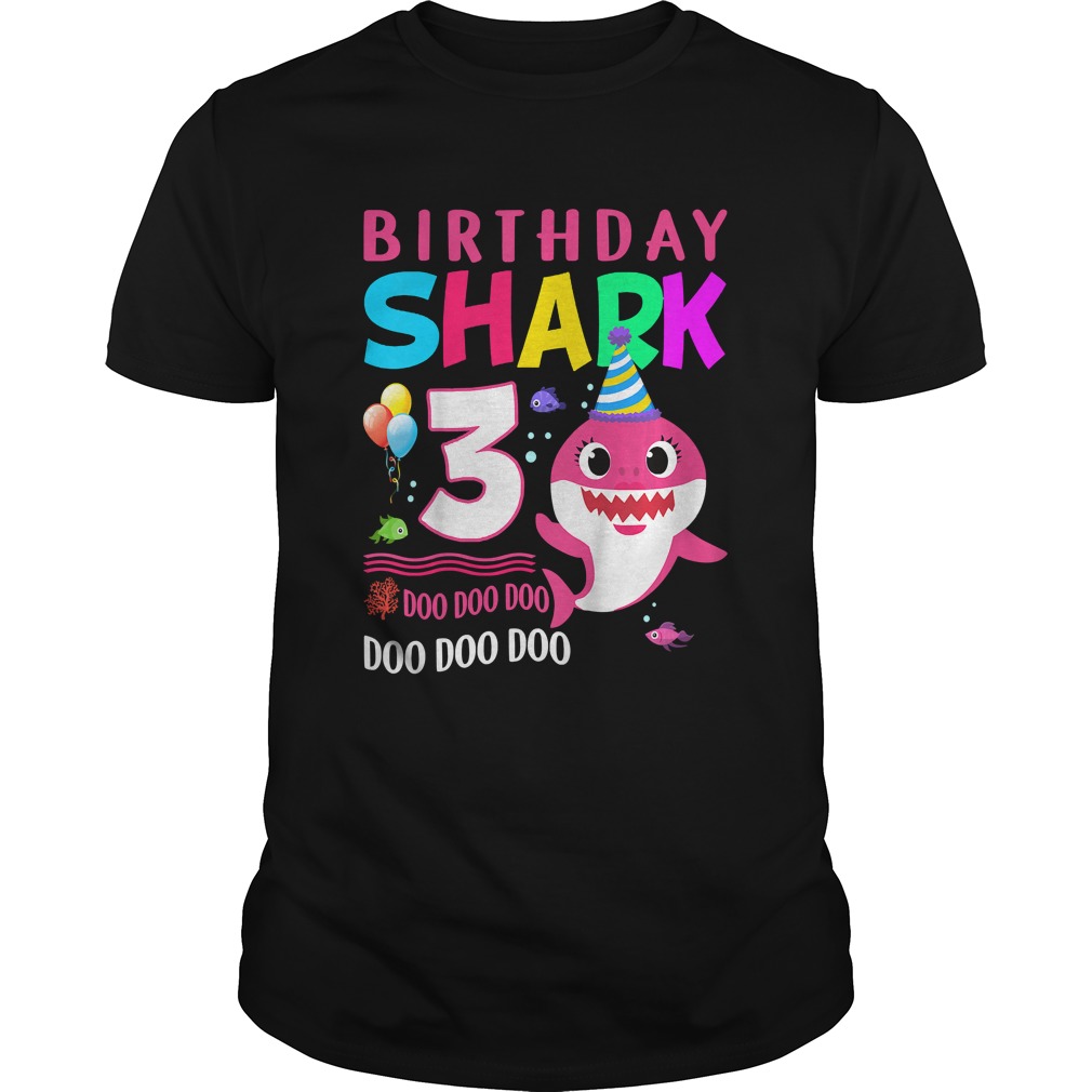 kids Baby Shark 3 Years Old 3rd Birthday Doo Doo Shirt