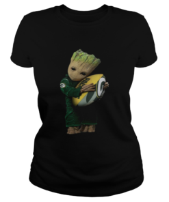 Baby Groot hug rugby ball Green Bay Packers  Classic Ladies