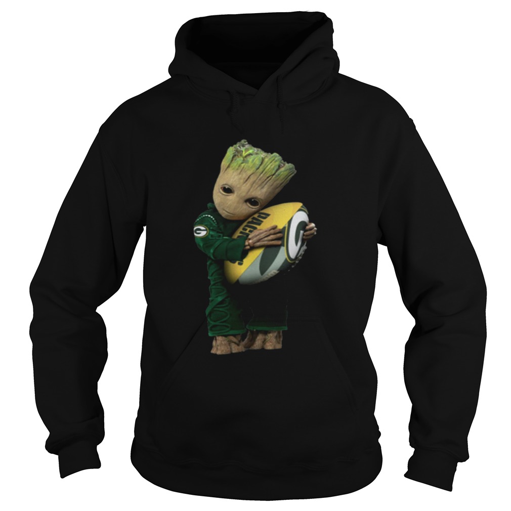 Baby Groot hug rugby ball Green Bay Packers Hoodie
