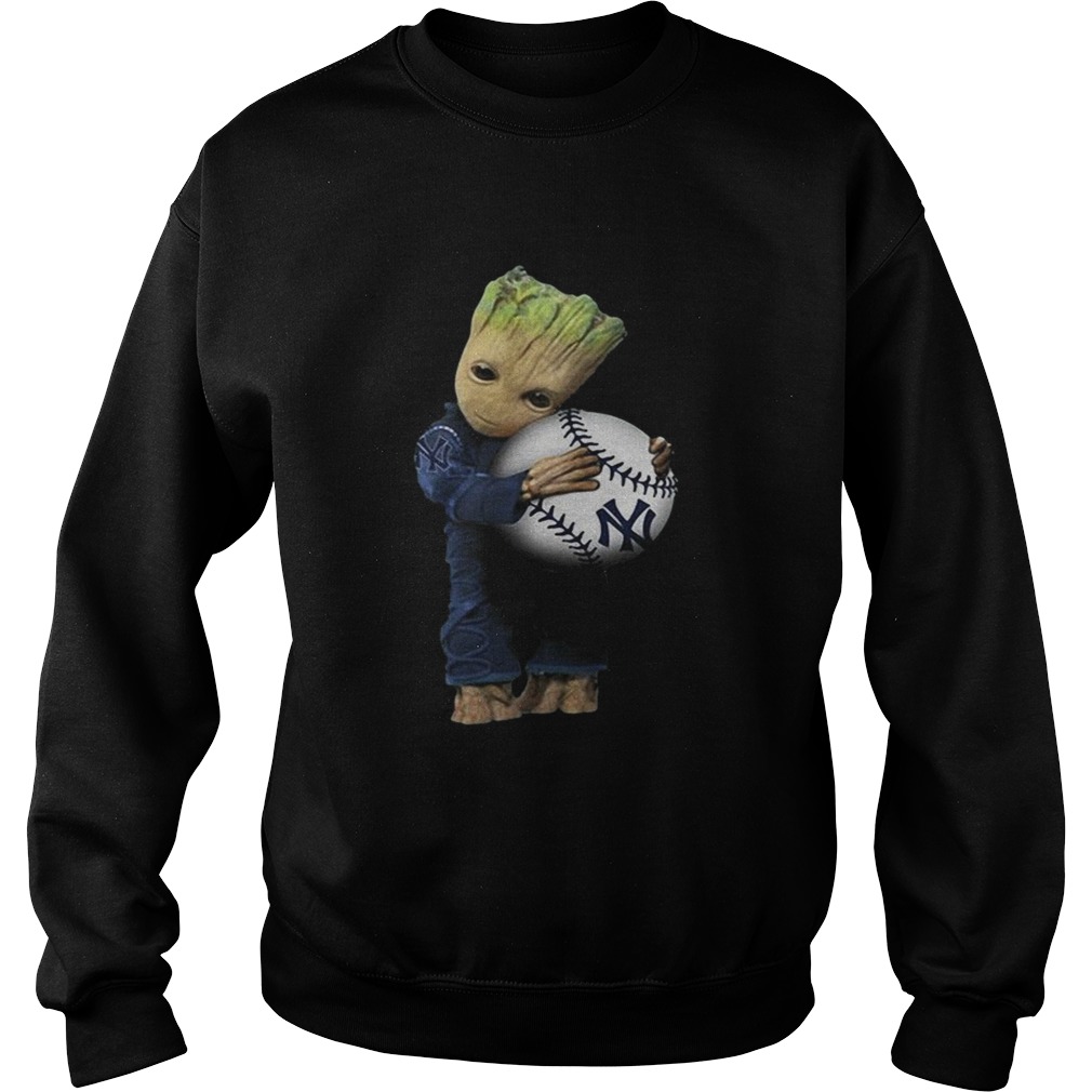 Baby Groot hugs New York Yankees Sweatshirt