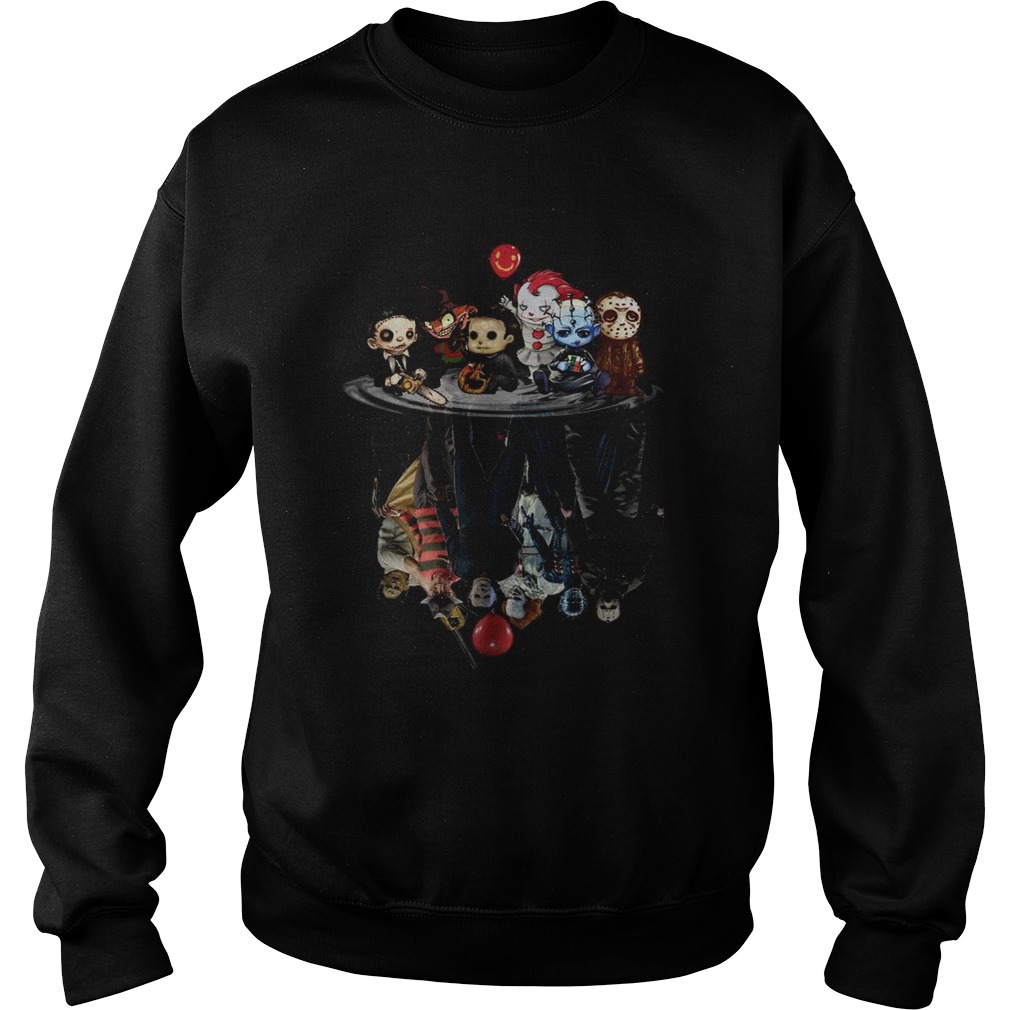 Chibi Horror Movies Characters Reflection Halloween Sweatshirt