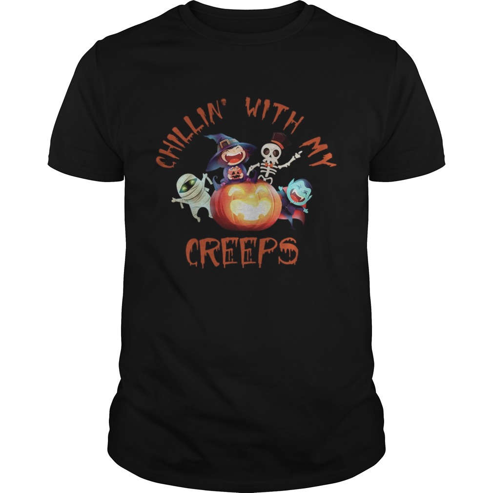 Chillin With My Creeps Funny Halloween Costume Gift TShirt