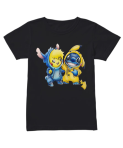 Disney Lilo Stitch Drawing Pikachu Pokemon  Classic Women's T-shirt