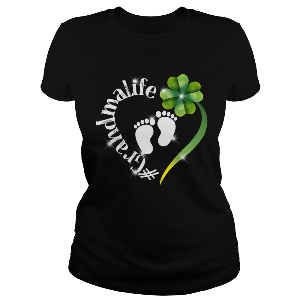 Grandma Life Shamrock Heart St Patricks Day Shirt Classic Ladies