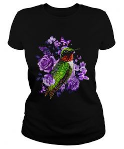 Hummingbird and purple rose flower  Classic Ladies